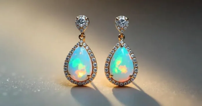 Jewelry Designers Anthony Nak: Opal and Diamond Drop Earrings